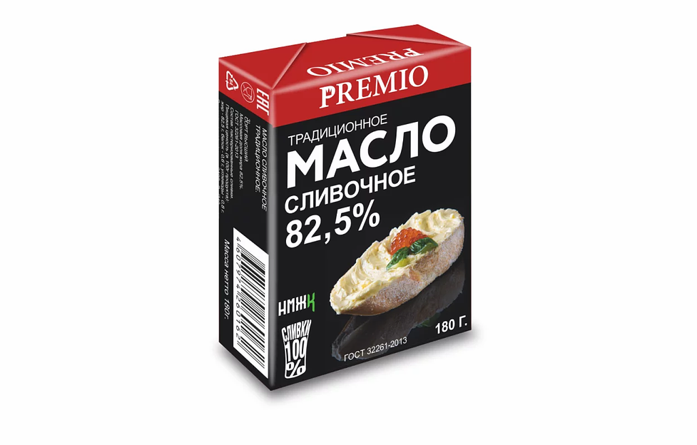 Масло сливочное Премио «Традиционное» 82,5 % 180 г ОПТ фото 1
