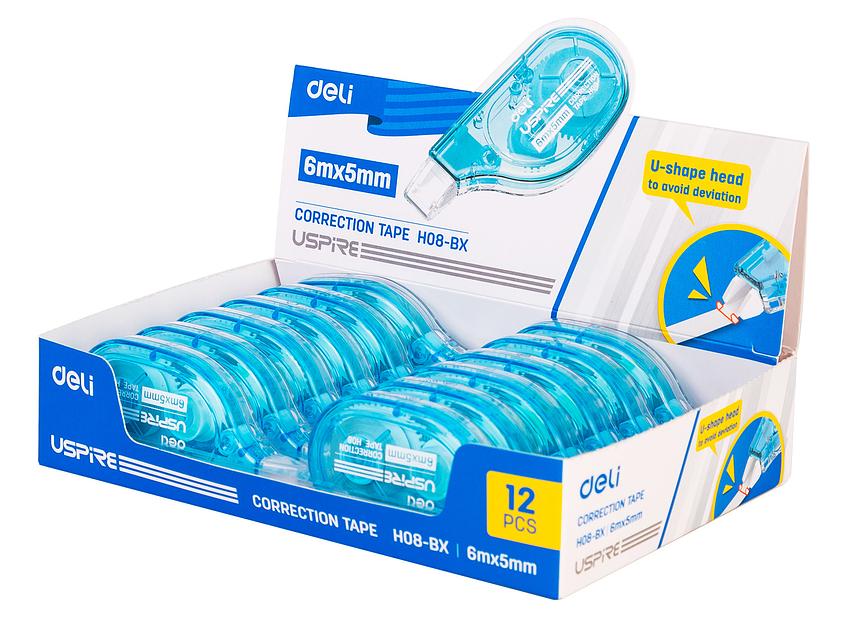 Лента коррект. Deli EH08-BX 6мх5мм голубой корпус белый дисплей картонный фото 4