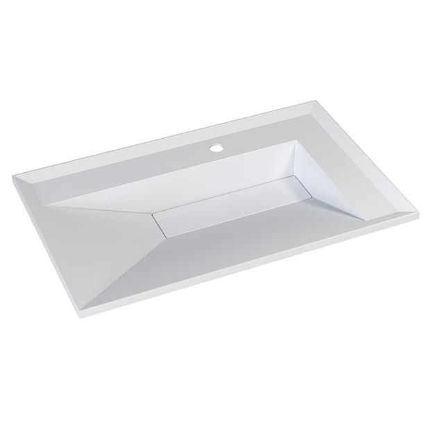 Раковина для ванной полувстраиваемая Uperwood Lotus 80 см, прямоугольная, белая глянцевая фото 5