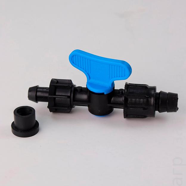 Cтартовый кран с поджимом и резинкой для капельной ленты 16 мм фото 1