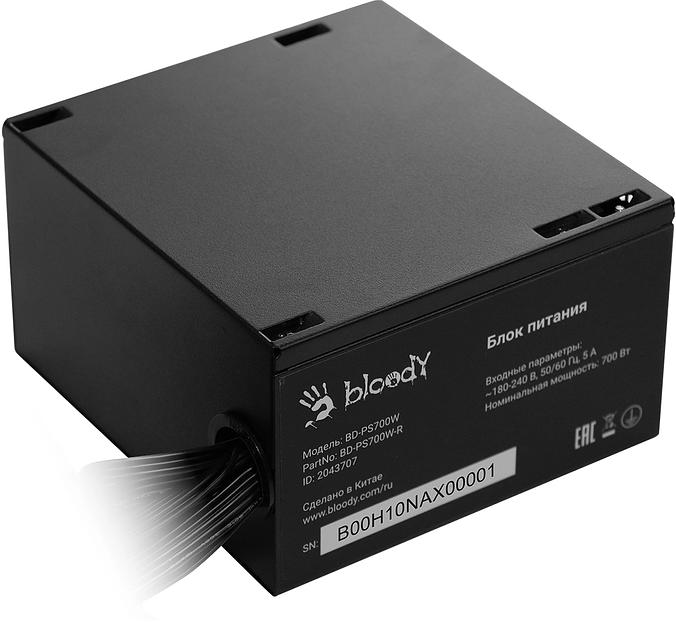 Блок питания Bloody ATX 700W BD-PS700W 80 PLUS WHITE (20+4pin) APFC 120mm fan color LED 6xSATA RTL фото 8