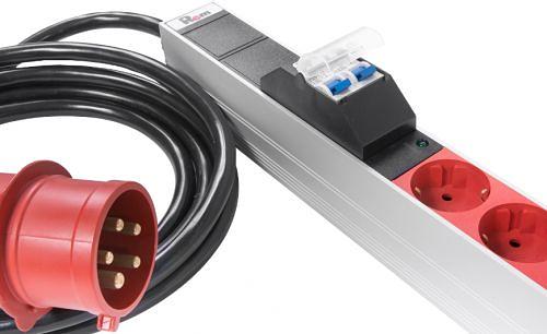 Верт блок розеток Rem-3x32, 3 фазы 32A, 6 авт, инд, 24 S, 1820 мм, IEC 309, шнур 3 м (R-3x32-24S-A-I-1820-3-3PN) фото 1