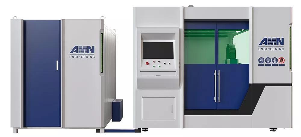 Оборудование лазерной резки металла с ЧПУ AMN/1530 со сменным столом, защитной кабиной и приставным труборезом 6 метров фото 1