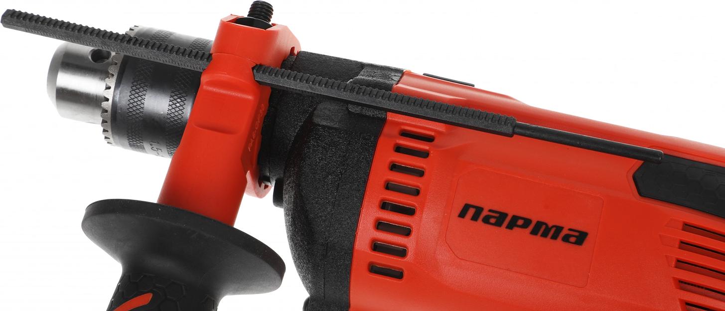 Дрель ПАРМА ДЭ-01-13/800РУ [02.025.00003] { 800Вт; 13мм; 0-3100; реверс; удар; мет.редуктор; бок.рукоятка)(5 шт/кор } фото 4