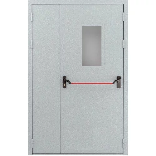 Дверь противопожарная EI 60 двустворчатая остекленная с антипаникой фото 1