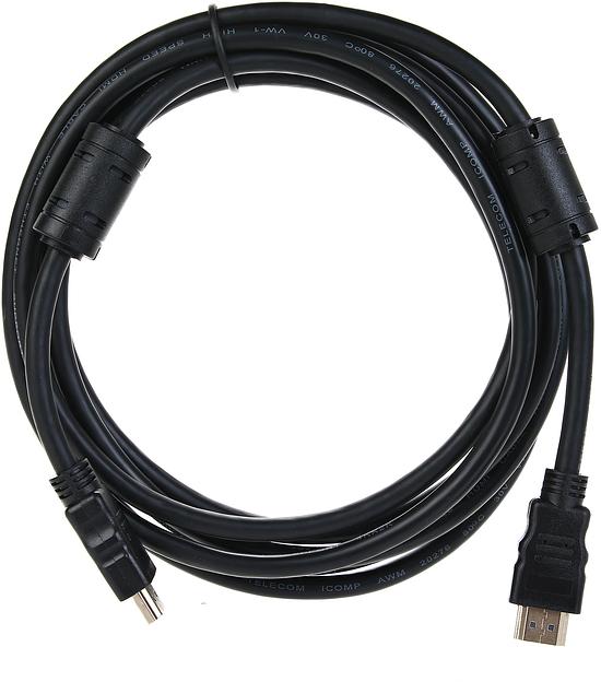 Кабель HDMI-19M --- HDMI-19M ver 2.0+3D/Ethernet,2 фильтра 3m Telecom VCOM Telecom HDMI (m) - HDMI (m) 3м (TCG200F-3M) фото 1
