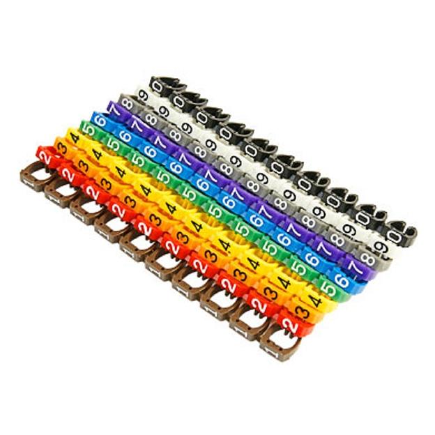 Cabeus MR-67 Маркеры (клипсы) на кабель, защелкивающиеся D 6-7мм, "0"-"9", 10 цветов (100 шт.) фото 1