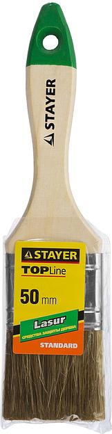 STAYER LASUR, 50 мм, 2″, смешанная щетина, деревянная ручка, для высокотекучих ЛКМ, плоская кисть (01031-50) фото 4