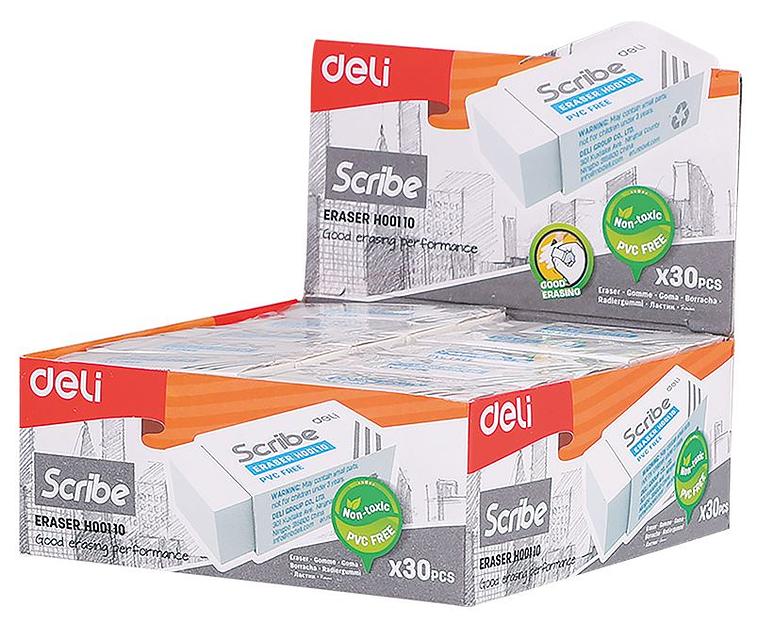 Ластик Deli EH00110 Scribe 42x17x10мм белый картон.кор. фото 1