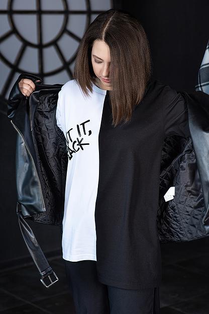 Чёрно-белая футболка унисекс с принтом Paint It, Black ОПТ фото 6