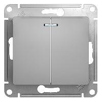 Systeme electric GSL000353 GLOSSA 2-клавишный ВЫКЛЮЧАТЕЛЬ с подсветкой, сх.5а, 10АХ, механизм, АЛЮМИНИЙ фото 5