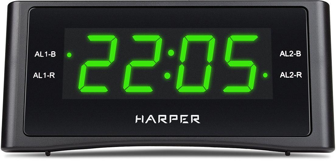 Радиобудильник Harper HCLK-1006 черный LED подсв:зеленая часы:цифровые AM/FM фото 1