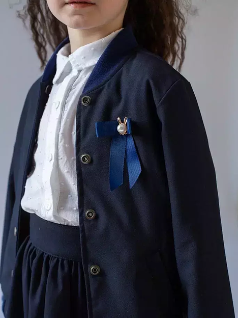 Бомбер школьный на девочку KristiKlo синий ОПТ фото 7