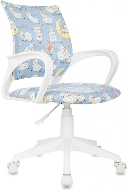 Кресло детское Бюрократ Burokids 1 W голубой овечки крестов. пластик пластик белый фото 1