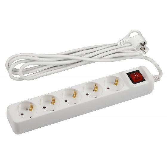 ЭРА Б0044045 Удлинитель электрический U-5es-5m-3x1,5 с заземлением с выключателем 5 розеток 5м ПВС 3x1,5мм2 16А фото 1