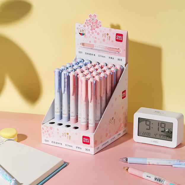 Ручка шариков. автоматическая Deli S311 ассорти ассор. черн. линия 0.7мм резин. манжета фото 7