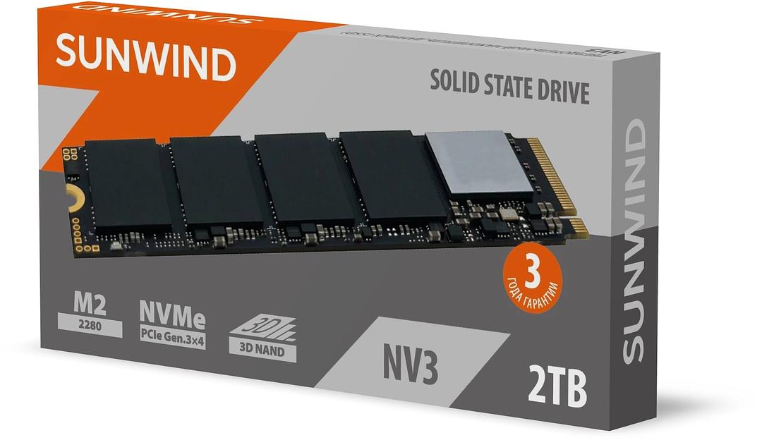 Накопитель SSD SunWind PCIe 3.0 x4 2TB SWSSD002TN3 NV3 M.2 2280 фото 3