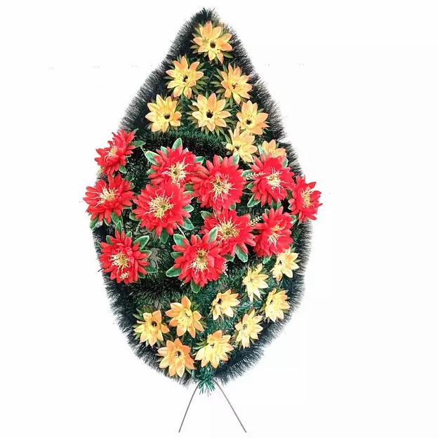 Р-ный венок Ивлий с астрами, георгинами 125см фото 1