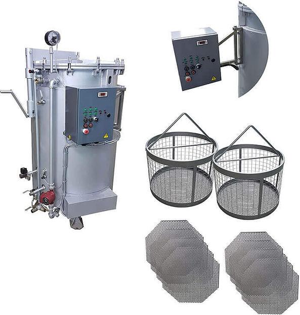 Автоклав (промышленный, вертикальный, паровой, 2 корзины) ИПКС-128-500П, рабочий объем 550 л, 2 нерж.корзины, нагрев от источник фото 1