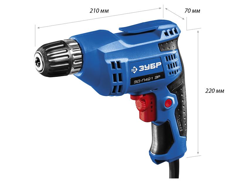 Дрель безударная реверсивная Зубр серия «Профессионал» ЗД-П421 ЭР 420 Вт 10 мм БЗП патрон ОПТ фото 2