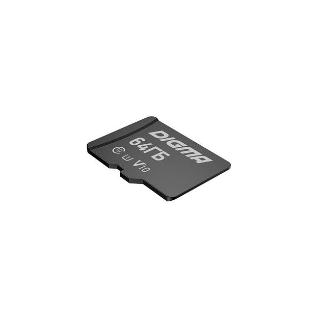 Карта памяти microSDXC UHS-I U1 Digma 64 ГБ, 70 МБ/с, Class 10, CARD10, 1 шт., переходник SD [dgfca064a01] фото 1