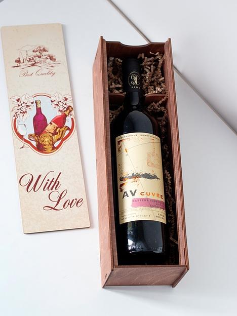 Подарочная коробка для вина из дерева «С любовью №1» фото 1