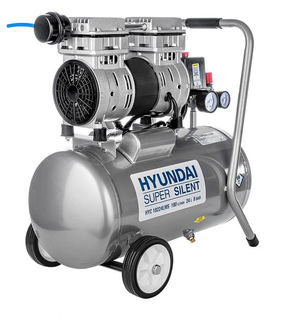 Компрессор поршневой Hyundai HYC 18224LMS безмасляный 180л/мин 24л 1000Вт серебристый фото 1