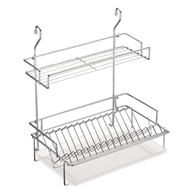 Сушка для посуды навесная двухярусная (396х276х465мм), хром фото 1