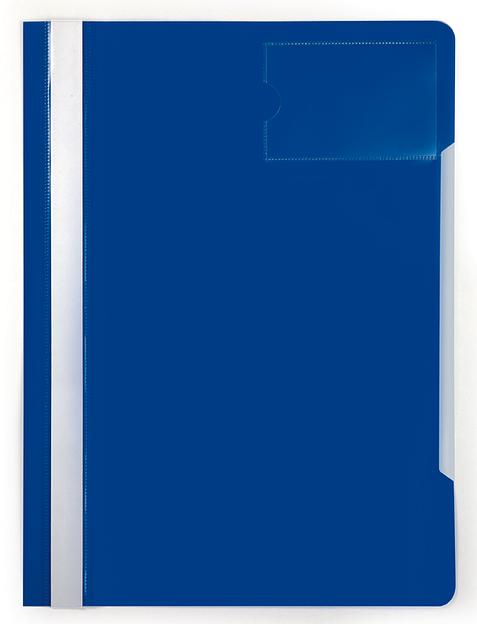 Папка-скоросшиватель Бюрократ -PS-V20BLU A4 прозрач.верх.лист карм.для визит. пластик синий 0.12/0.16 фото 1