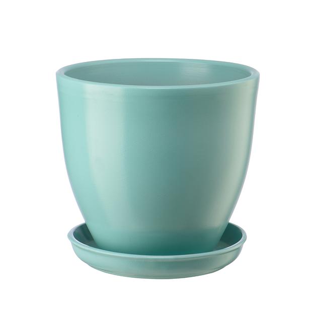 Керамический горшок "Бутон" с подставкой, 2,4л., Д175 Ш175 В158, бирюзовый фото 1