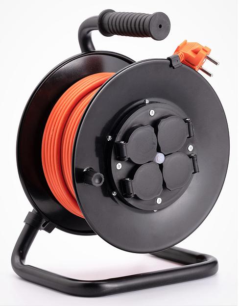 Удлинитель силовой Starwind ST-PSR4.40/G-16 4x4.0кв.мм 4розет. 40м ПВС 16A катушка темно-серый фото 1