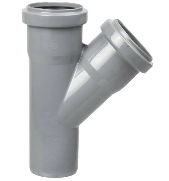 Тройник канализационный (полипропилен) 50x50/45град. фото 1