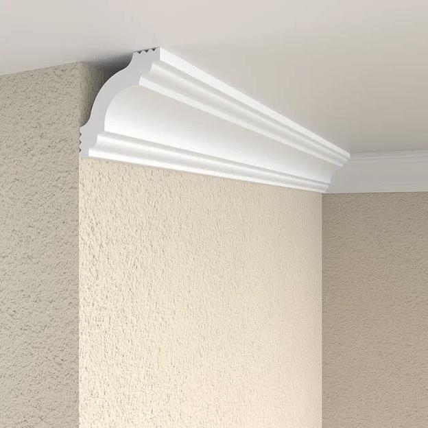 Экструзионный плинтус потолочный Format 06004E (88), белый ОПТ фото 1