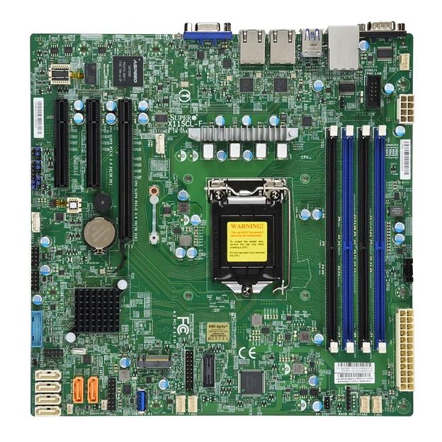 Материнская плата Supermicro Motherboard 1xCPU X11SCL-F E-22**/ UpTo4UDIMM/ 6x SATA3/ C242 RAID 0/1/5/10/ 2xGE/ 1xPCIx8, 2xPCIx4,M.2 NGFF connector(9.6" x 9.6") (MBD-X11SCL-F-B) фото 1
