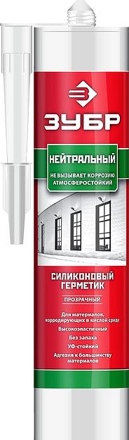 ЗУБР 280 мл, прозрачный, нейтральный силиконовый герметик (41237-2) фото 1