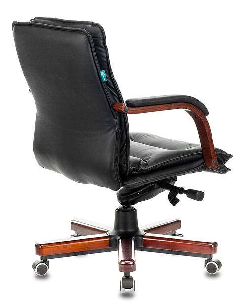 Кресло руководителя Бюрократ T-9927WALNUT-LOW черный кожа низк.спин. крестовина металл/дерево фото 4