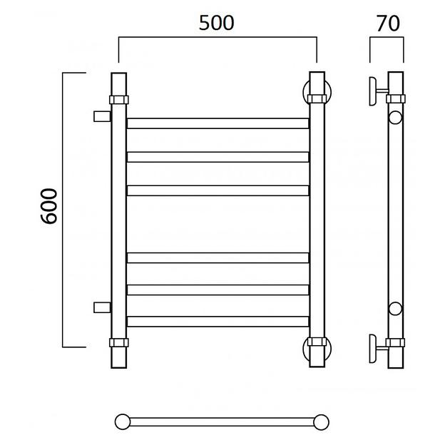 Полотенцесушитель водяной Роснерж Прямая L107011 60x50 с боковым подключением 320 групповой фото 2