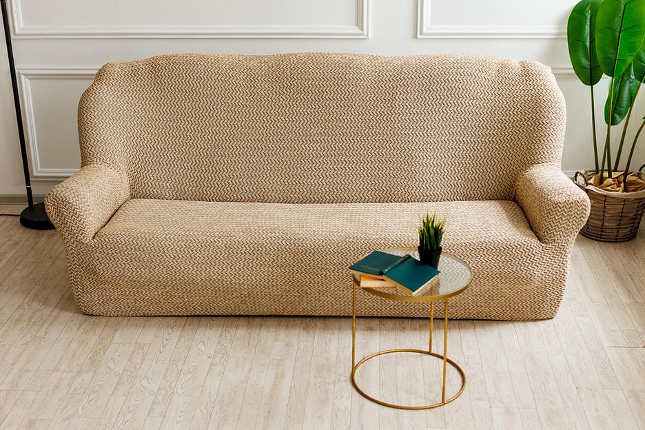 Чехол на трёхместный диван Чехлы&Пледы «Букле» ваниль ОПТ фото 3