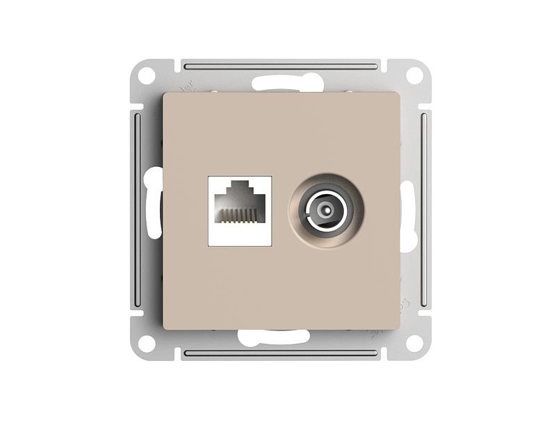 ATLASDESIGN РОЗЕТКА двойная ТВ + компьютерная RJ45, кат. 5Е, ПЕСОЧНЫЙ фото 1