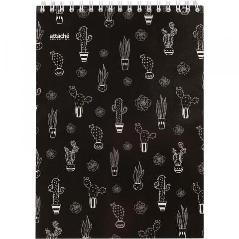 Блокнот на спирали А5, 80л., клетка, Llamas, черный, Attache Selection фото 1