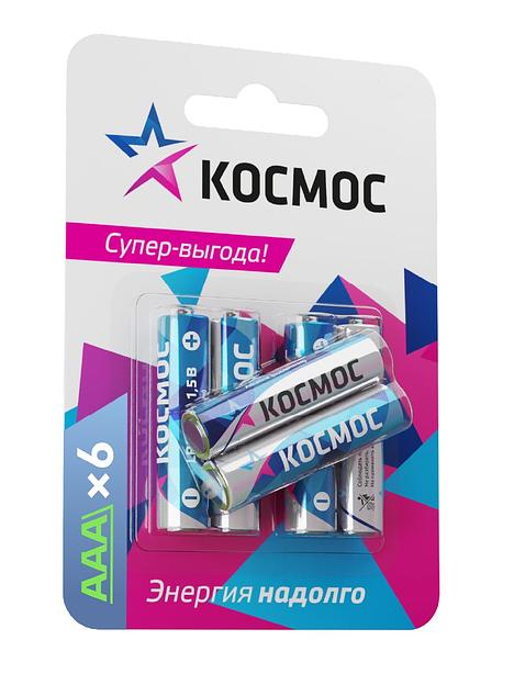 Батарейка LR03 (АAA) 1.5V Alkaline 6BL, КОСМОС фото 1