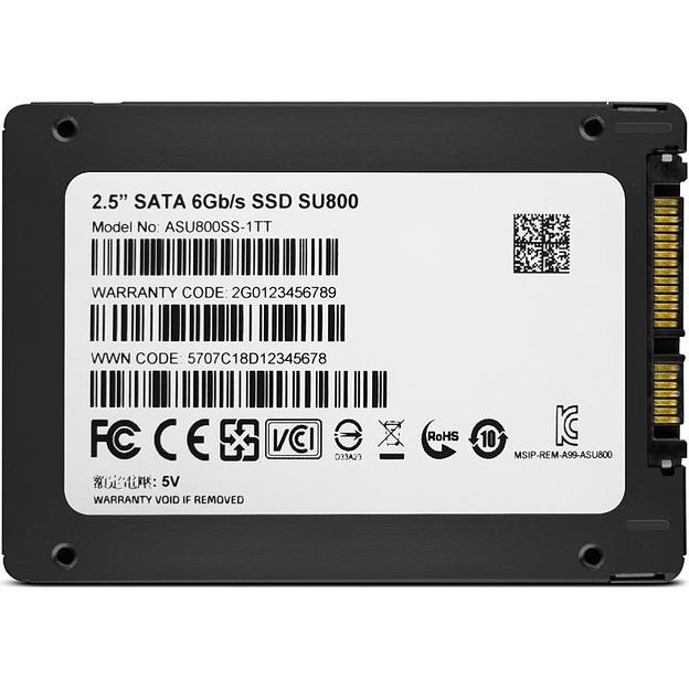 SSD ADATA SU800 512Гб Наличие SATA 3.0 3D NAND Скорость записи 520 Мб/сек. Скорость чтения 560 Мб/сек. 2,5" TBW 400 Тб ASU800SS-512GT-C фото 2