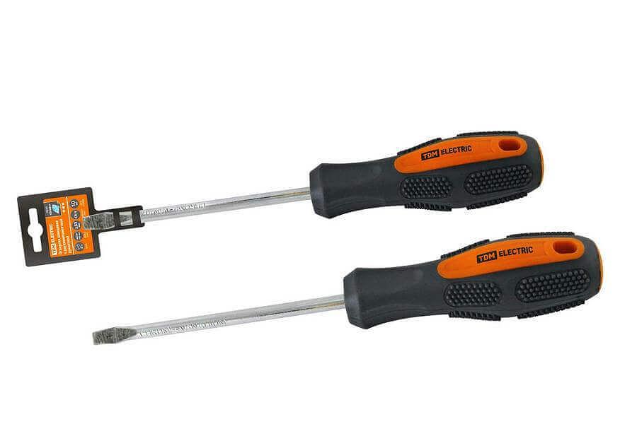 Отвертка шлицевая двухкомпонентная, CR-V тип SL5.0x100, серия "Алмаз" TDM фото 1