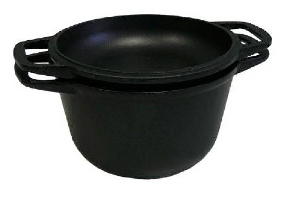 Казан НМП 6850 5л d=24см алюминий (с крышкой) черный фото 1