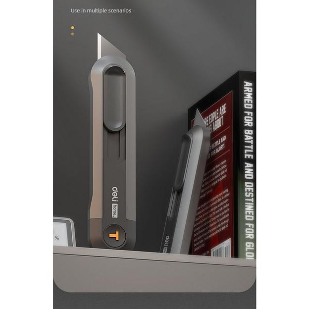 Нож Deli Технический нож "Home Series Black" Deli HT4008 Т-образное лезвие с механизмом автоматического возврата, эксклюзивный дизайн, корпус из высококачественного софттач пластика фото 4