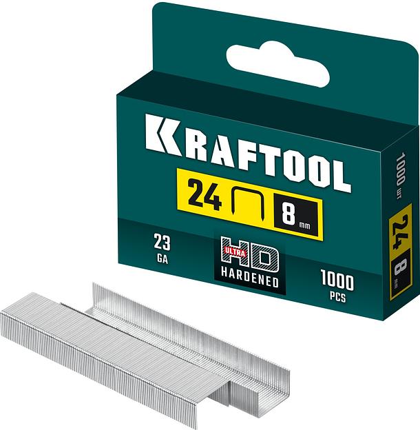 KRAFTOOL скобы тип 24, 8 мм, калибр 23GA. 1000 шт (31724-08) фото 1