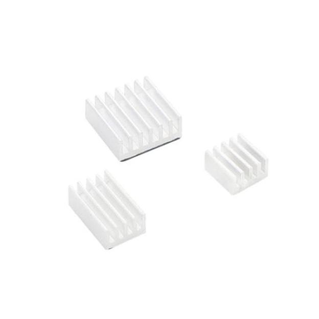 Радиатор ACD RA536 Набор радиаторов ACD White 3 in 1 Heat Sink Set Aluminum (15x10x5мм, 14x14x6мм и 8.8x8.8x5мм) for Raspberry Pi 4B комплект из 3шт фото 1