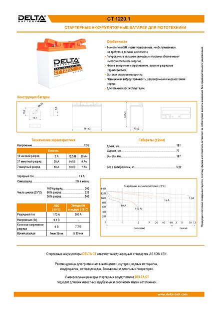 Аккумуляторная батарея DELTA BATTERY CT 1220.1 фото 3