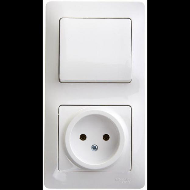 Systeme electric GSL000160 GLOSSA БЛОК: РОЗЕТКА + 1-клавишный ВЫКЛЮЧАТЕЛЬ БЕЛЫЙ фото 1