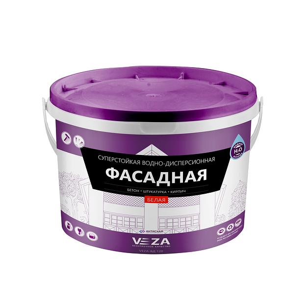 Краска фасадная суперстойкая VEZA-ВД 120 Белая, глубокоматовая фото 1
